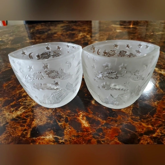 Celebrations Crystal Clear The Night Before Christmas Frosted Votives Set Of 2 - Picture 1 of 6